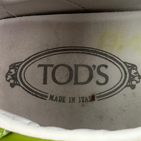 TOD'S Size 8.5 Green Cream Color Block Leather Low Top Sneakers
