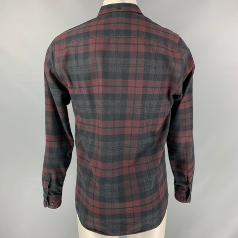 NORSE PROJECTS Size M Charcoal &  Burgundy Plaid Cotton Flannel Long Sleeve Shirt
