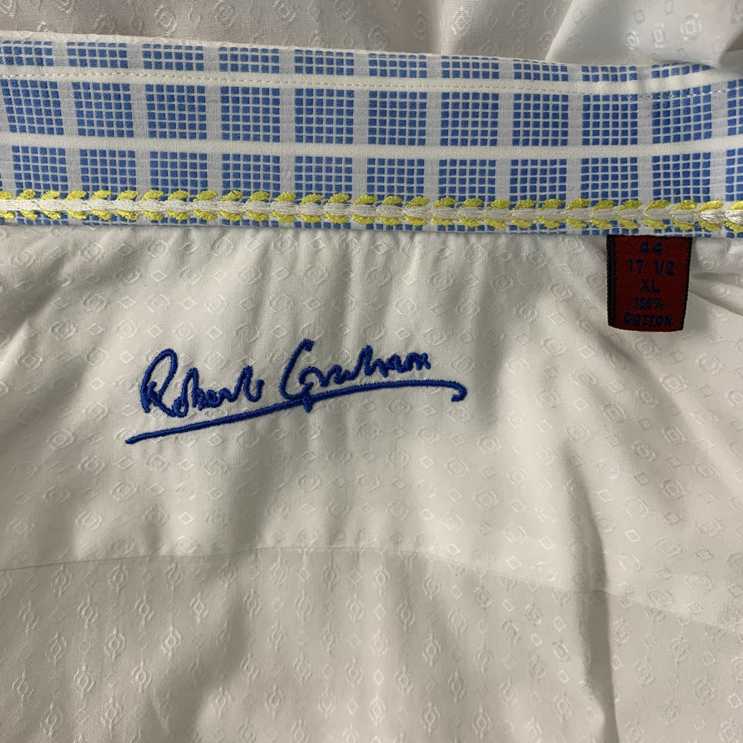 ROBERT GRAHAM Size XL White Pattern Cotton Button Up  Long Sleeve Shirt
