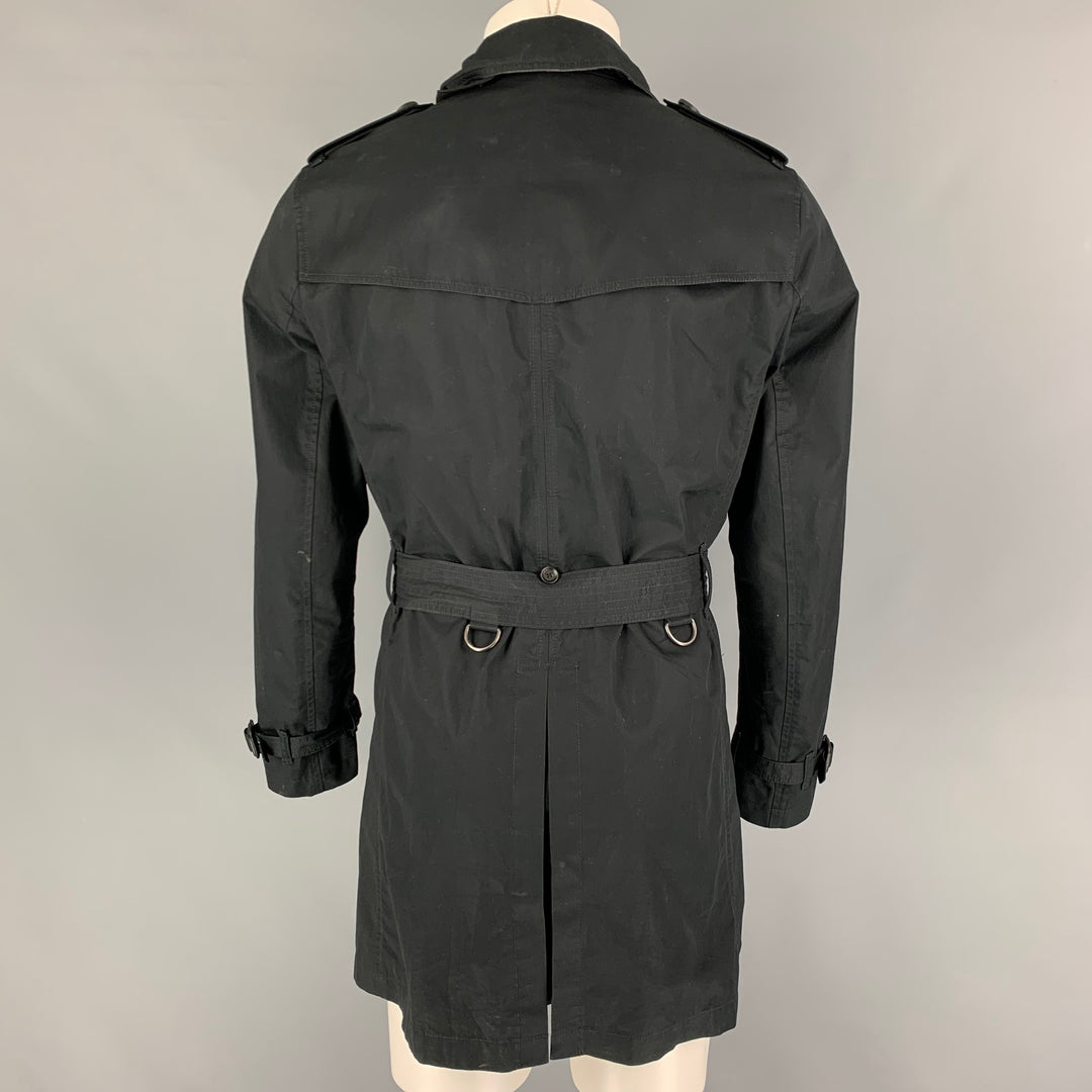 BURBERRY BRIT Size S Black Cotton Belted Trenchcoat