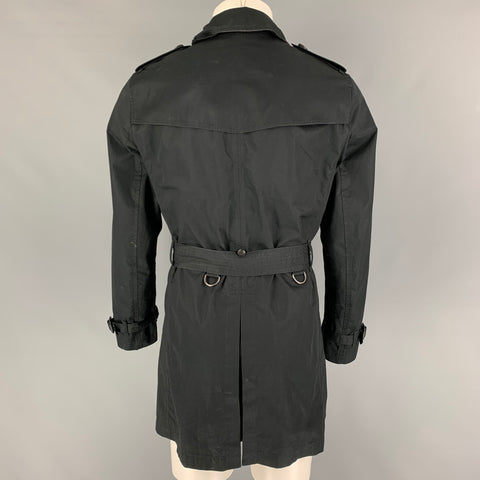 BURBERRY BRIT Size S Black Cotton Belted Trenchcoat