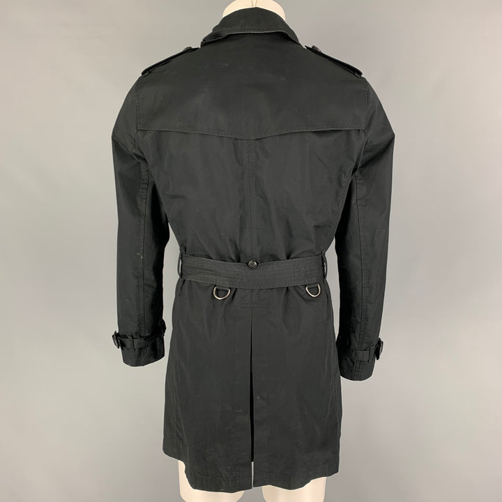 BURBERRY BRIT Size S Black Cotton Belted Trenchcoat