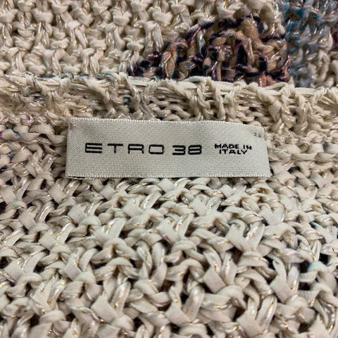 ETRO Taille M Beige Multicolore Coton Mélange Floral Crew Neck Pull
