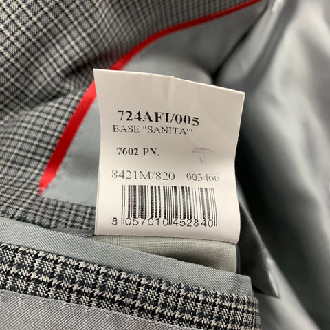 ISAIA Talla regular 48 Traje de solapa de muesca de lana a cuadros verde claro y negro