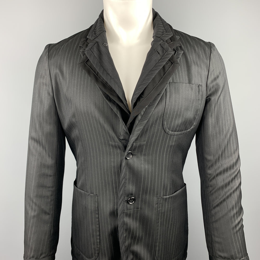 COMME des GARCONS HOMME PLUS Size S Black Mixed Fabrics Wool Blend Coat