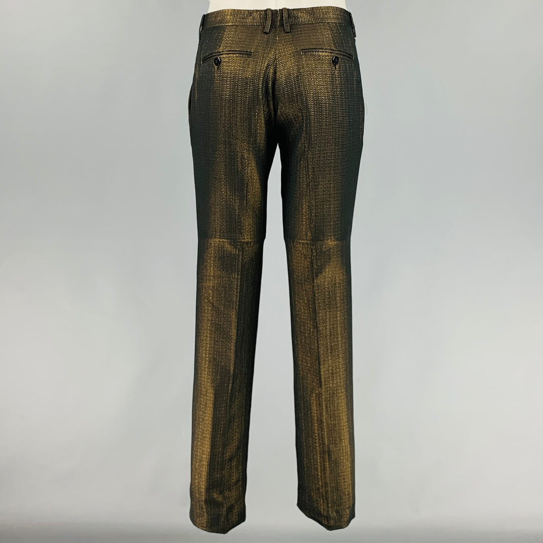 ETRO Size 32 Gold Black Jacquard Polyester Cotton Zip Fly Dress Pants – Sui  Generis Designer Consignment