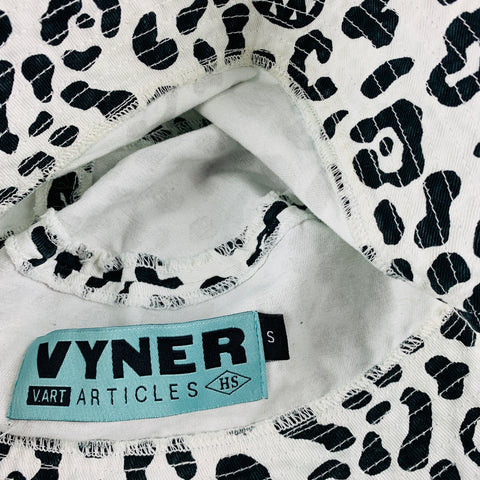 VYNER Size S Black White Animal Print Cotton Canvas Bucket Hat