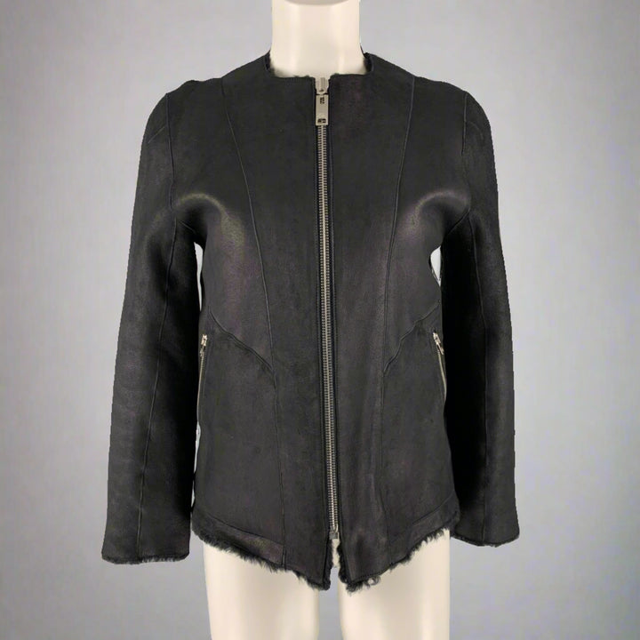 ISABEL MARANT Size 6 Black Leather Shearling Reversible Jacket
