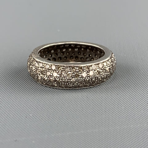 RENEE SHEPPARD sz 6.5 Sterling Silver Pave Diamond Encrusted Band Ring