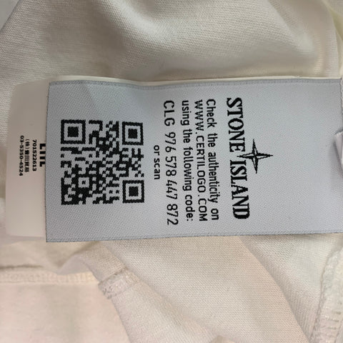 STONE ISLAND Size L White Logo Cotton Buttoned Polo