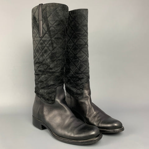 Colección RALPH LAUREN Talla 9 Botas de montar sin cordones de ante acolchado negro