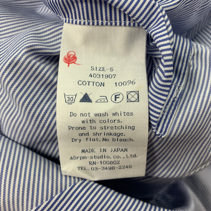 45rpm Size XL Blue & White Pinstripe Cotton Notch Lapel Jacket
