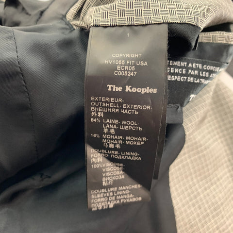 THE KOOPLES Size 36 Grey Black Wool Mohair Peak Lapel Suit