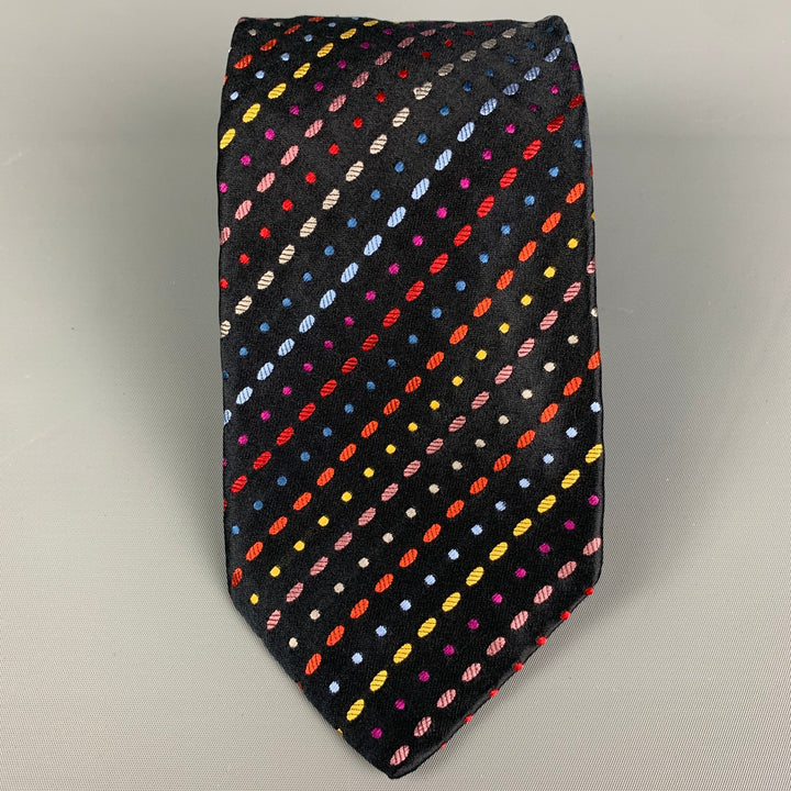 PAUL SMITH Black Multi-Color Woven Silk Tie
