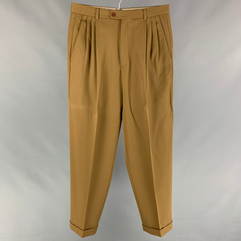 WILKES BASHFORD Size 31 Khaki Wool Pleated Dress Pants