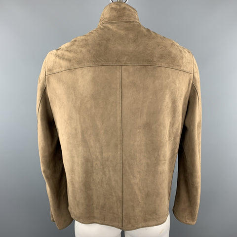 ARMANI COLLEZIONI Taille 42 Veste de moto zippée en daim uni marron
