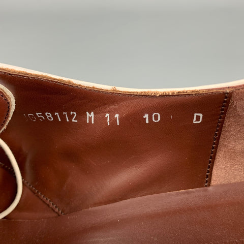 SALVATORE FERRAGAMO Taille 11 Chaussures à lacets en cuir tressé blanc