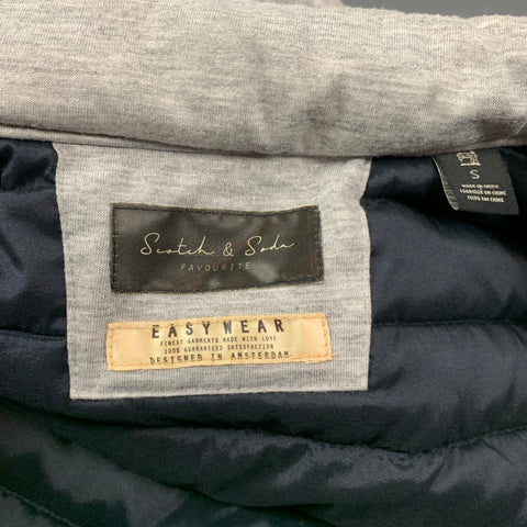 SCOTCH AND SODA Easy Wear Size S Grey Quilted Polyester Blend Zip Up & Snaps Jacket