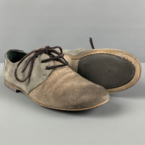 MARSELL Talla 7 Zapatos planos con cordones de charol de ante color topo