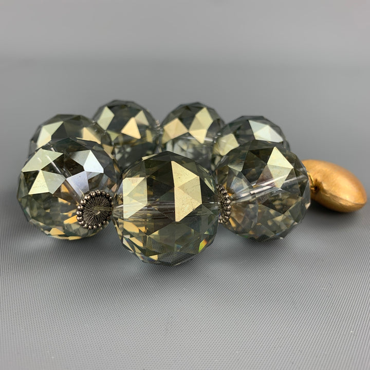 VINTAGE Clear Crystals Heart Shape Pendant Bracelet