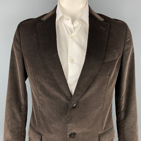 Z ZEGNA Size 42 Regular Brown Corduroy Cotton Notch Lapel Sport Coat