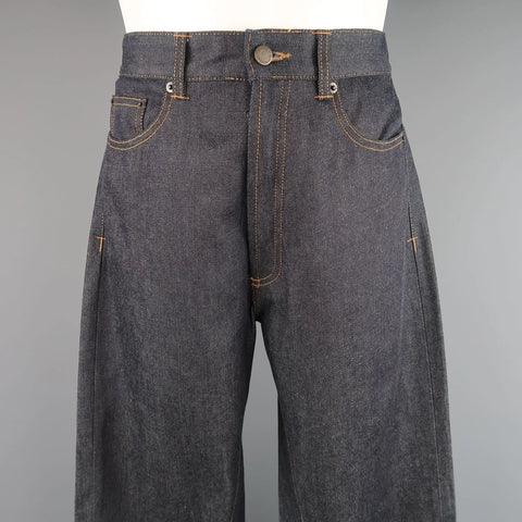 GIVENCHY Size 32 Dark Navy Denim Black Stripe Bar Jeans GIVENCHY