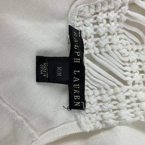 RALPH LAUREN Black Label Taille M Robe longue en coton blanc au crochet Racerback