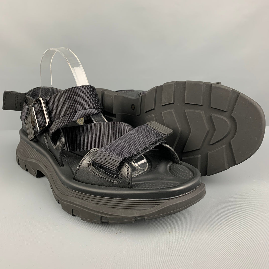 ALEXANDER MCQUEEN Size 9 Black Mixed Materials Polyamide Sandals