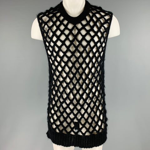 CHRISTIAN DADA Taille XS Noir Tricot Mohair Blend Crew Neck Vest