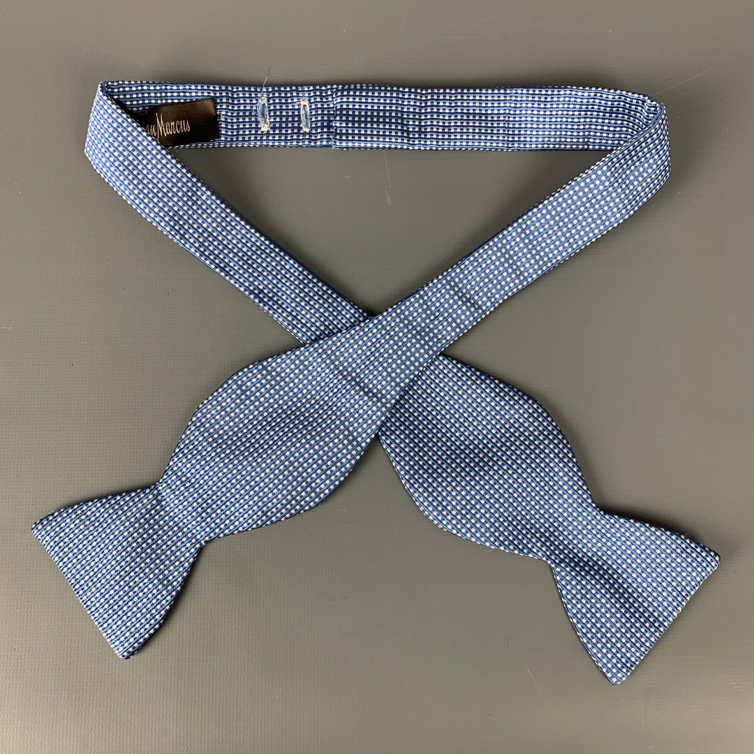 NEIMAN MARCUS Blue & White Checkered Bow Tie