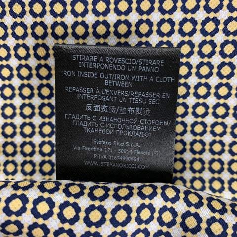 STEFANO RICCI Size XL Gold Black Dots Silk Long Sleeve Shirt