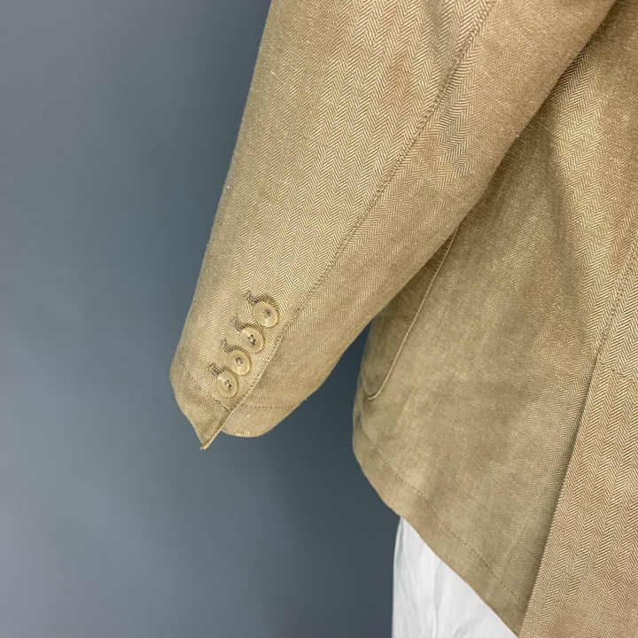 CUTTER & BUCK Size XXL Beige Herringbone Linen Silk Sport Coat