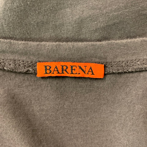 BARENA Size M Dark Gray Solid Cotton Long Sleeve T-shirt