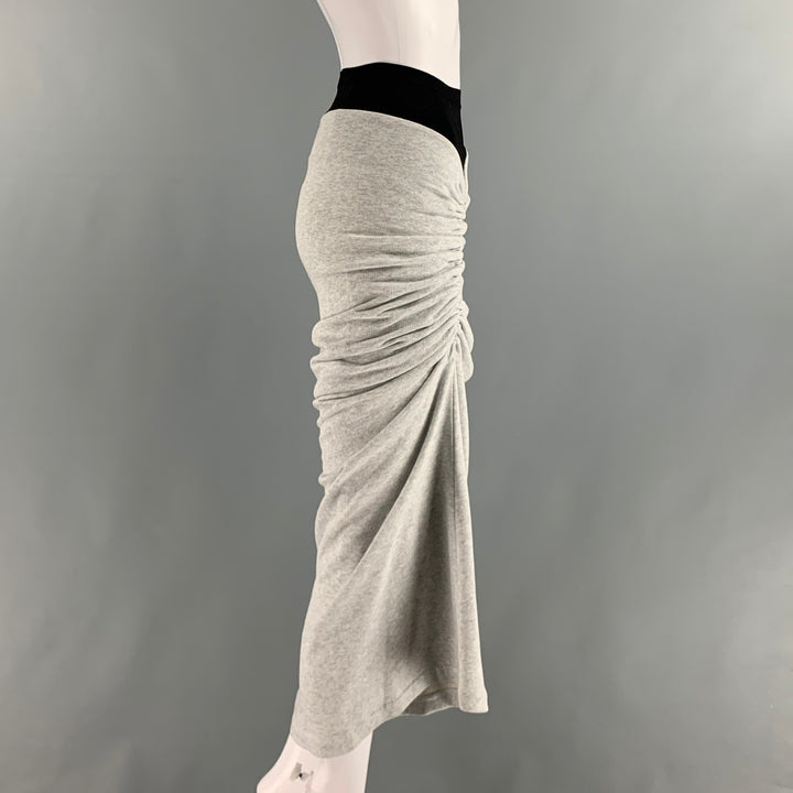 ALAIA Taille 4 Jupe mi-mollet froncée en coton gris noir