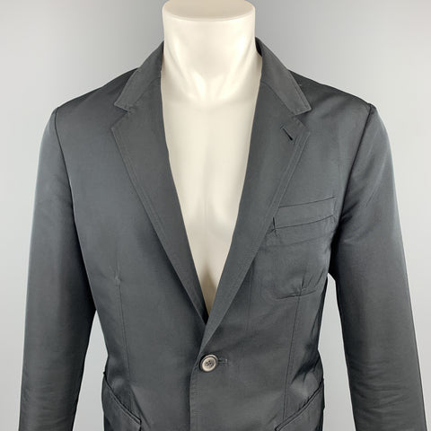 LANVIN Size 38 Black Polyester / Wool Notch Lapel Sport Coat