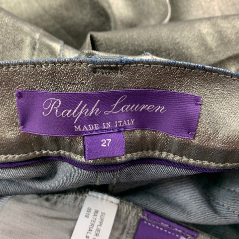 RALPH LAUREN COLLECTION Size 27 Anthracite Cotton Motorcycle Jeans