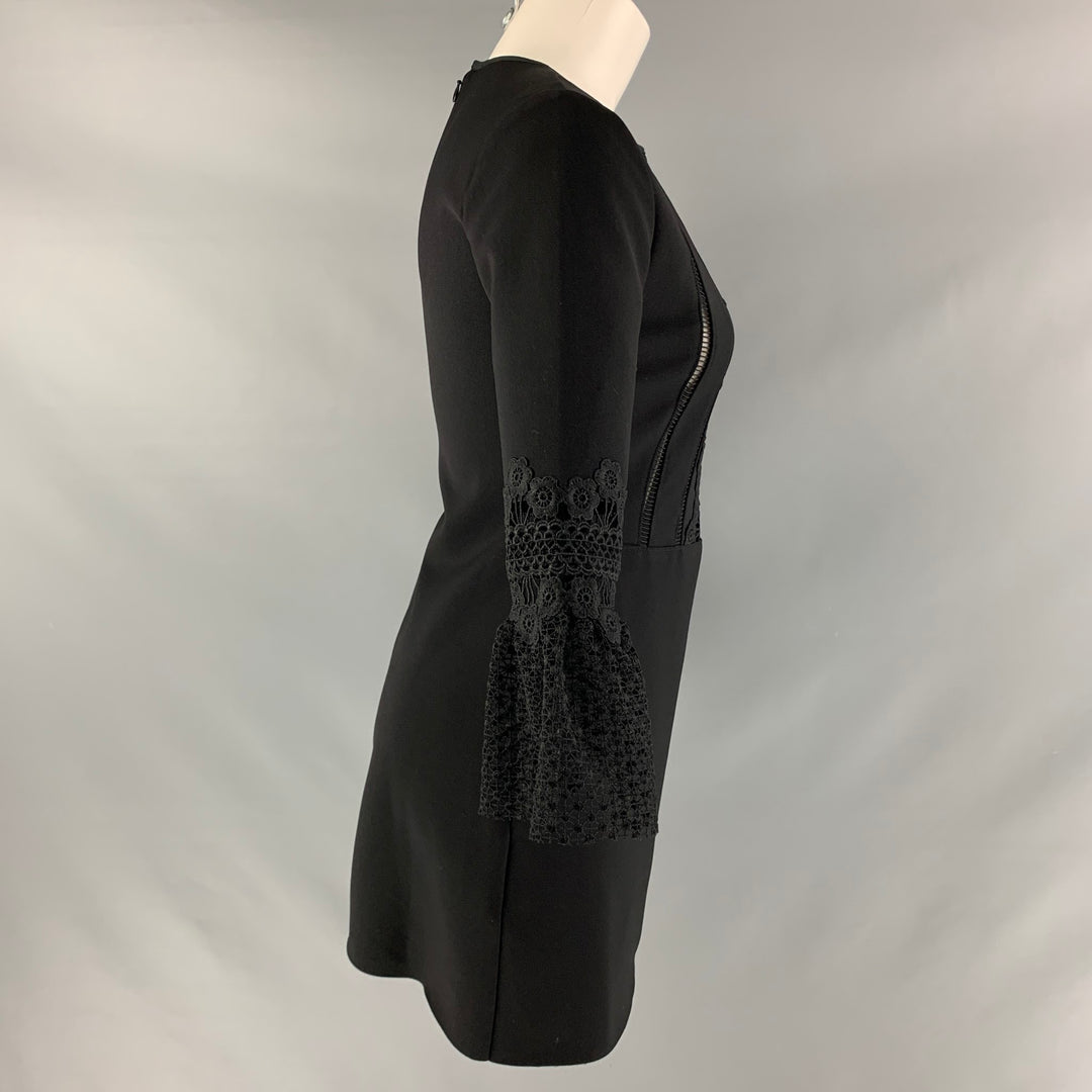 SELF-PORTRAIT Size 4 Black Polyester Blend Eyelet A-Line Dress