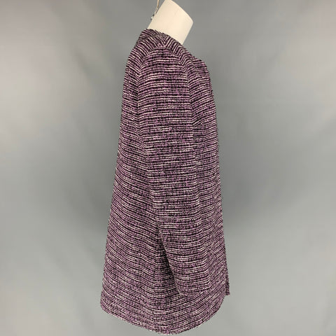 KARL LAGERFELD Size L Purple & Black Boucle Polyester Blend Collarless Jacket
