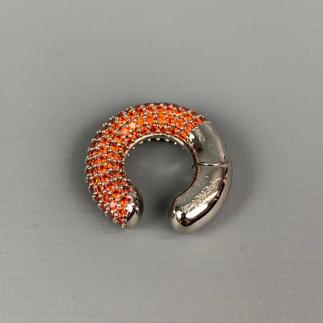 FENDI Silver & Orange Crystal Single Earring