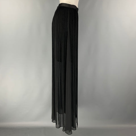 ALICE + OLIVIA Size 8 Black Polyester Fringe Maxi Skirt