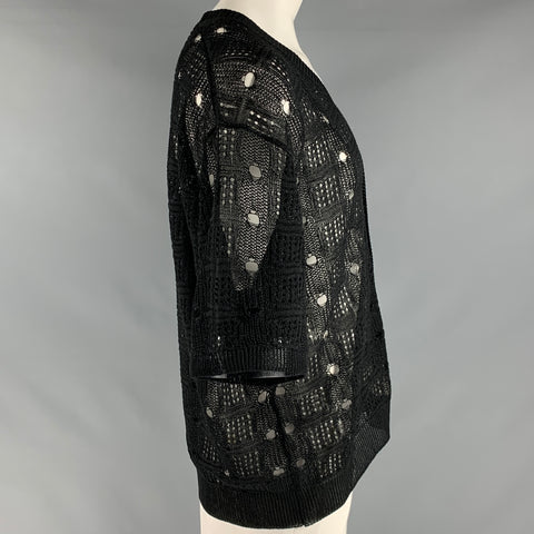 HARE Taille XXL Cardigan à manches courtes en polyester acrylique tricoté noir