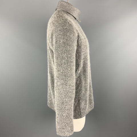 STONE Jersey gris con cuello alto y broches laterales de lana texturizada talla L