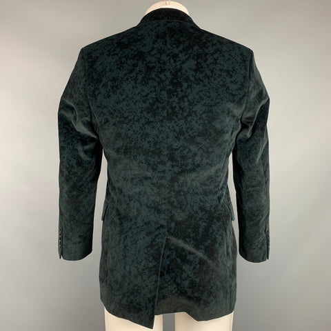 PS by PAUL SMITH Size 38 Black & Navy Spotted Cotton Velvet Peak Lapel Sport Coat