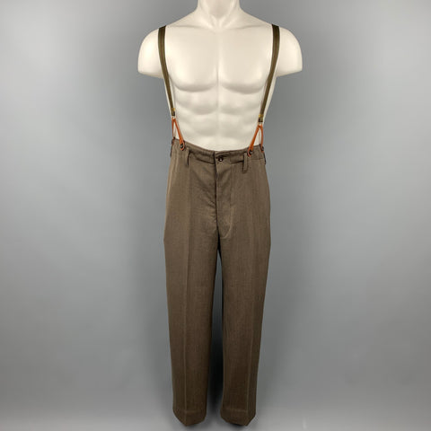 PAUL SMITH Size 34 Olive Wool / Viscose Blend Dress Pants