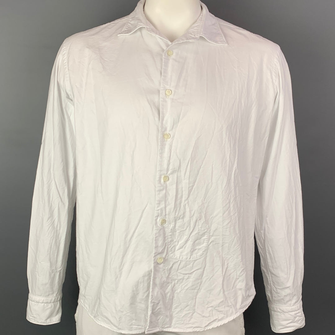 45rpm Taille XL Chemise à manches longues en coton blanc avec une poche