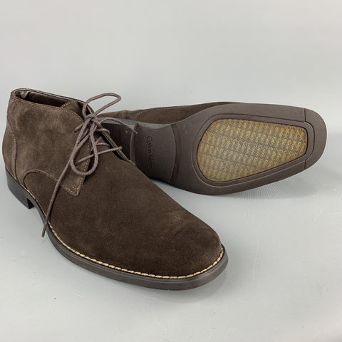 CALVIN KLEIN Size 10.5 Brown Suede Rubber Sole Chukka Boots