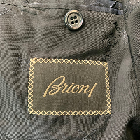 BRIONI Size 40 Regular Navy Black Solid Wool Peak Lapel Sport Coat