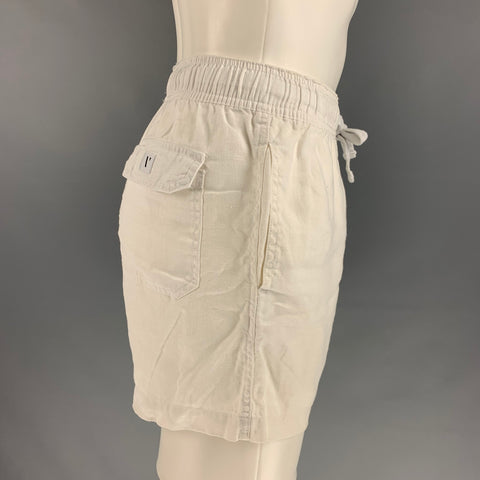 VENROY Taille S Short à cordon de serrage en lin blanc
