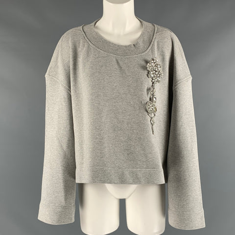 BURBERRY Taille S Pull court uni en coton gris