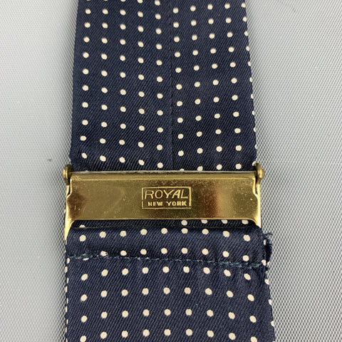 ROYAL Dots Navy Silk Leather Suspenders